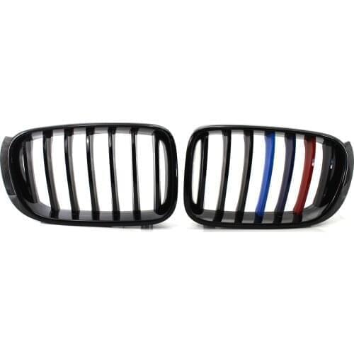 Pair for BMW F25 X3 F26 X4 2015-17 Grill Gloss Black M Color Front Kidney Grille
