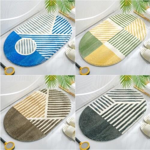 Stripes Oval Welcome Entrance Doormats Carpets Rugs for Dog Cat Home Bath Living Room Floor Stair Kitchen Hallway Non-Slip Mat