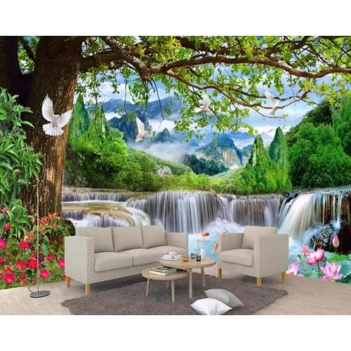 Custom Beautiful Scenery 3D Wall Stickers Room Decoration Living Moom Bedroom Background Wall Decoration Mural