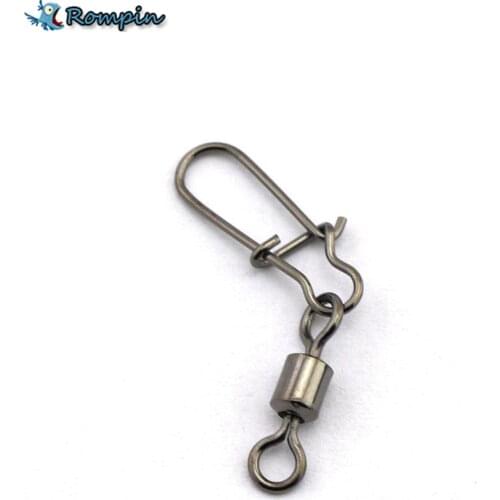 Rompin 30pcs/lot Fishing lure Rolling Swivel with Nice Snap stainless steel fishing Hook Connector Link