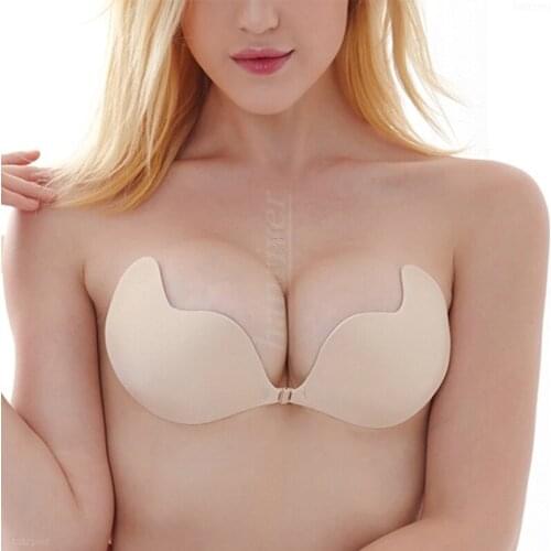 1PC Sexy woman Push Up Self-Adhesive Silicone Bralette Bust Front Closure backless Strapless Invisible Womens bra underwear