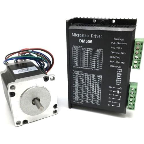 Nema23 57x112mm Stepper Motor 4.2A 3Nm 430Oz-in 8mm 10mm 11mm Shaft 2ph & DM556 DC 20-50V 200kHz Driver for Optical testing