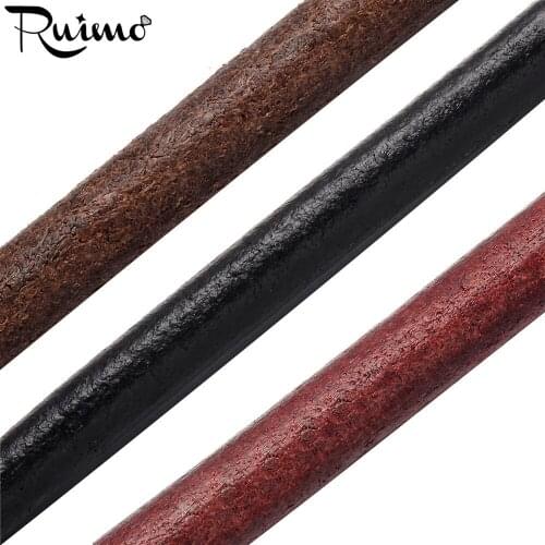 RUIMO 8mm Vintage Genuine Leather Cord Round Leather Rope String Cord for DIY Necklace Bracelet Jewelry Making Cord Accessories