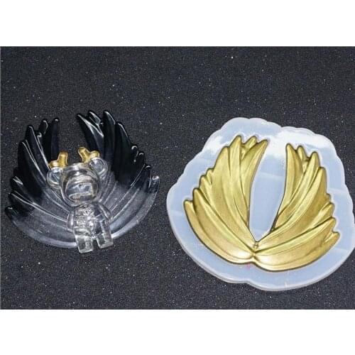 Large wing mirror silicone mold diy crystal drip plastic shell swing stand bracket bear wing mold