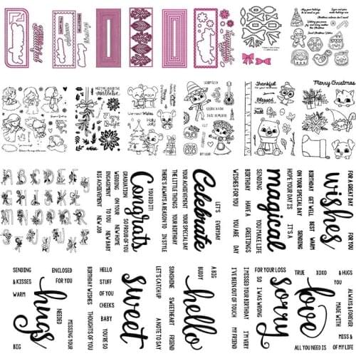 Slimline Frame Angel Baby Celebrate Words Gingerbread Man Cutting Dies Matching Clear Stamp Card Making DIY Crafts Stencil