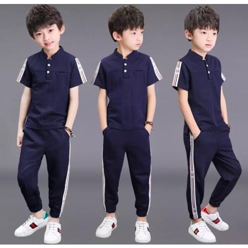 Teenager Boy Tracksuit Kids Clothing Set Two Pieces Top & Pants Casual Short Sleeve Summer Boy Clothes