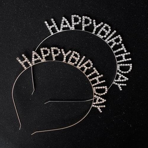 Rhinestone Letters Happy Birthday Girl Tiara Bride Gift headband ornament headwear jewelry accessories 3pcs lot