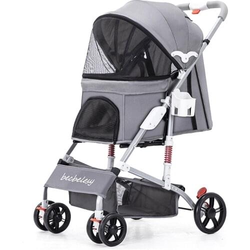 Pet Cart Dog Cat Poodle Wheelbarrow Four Rounds One Click Folding Convenient Storage Dog Cart Pet Articles For Outdoor Travel