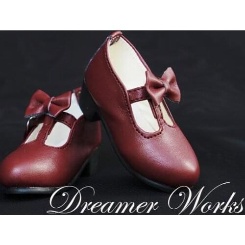 New Girl Dark Red Bowknot little Red Shoes Bjd 1/3 1/4 SD DD MSD Doll Shoes