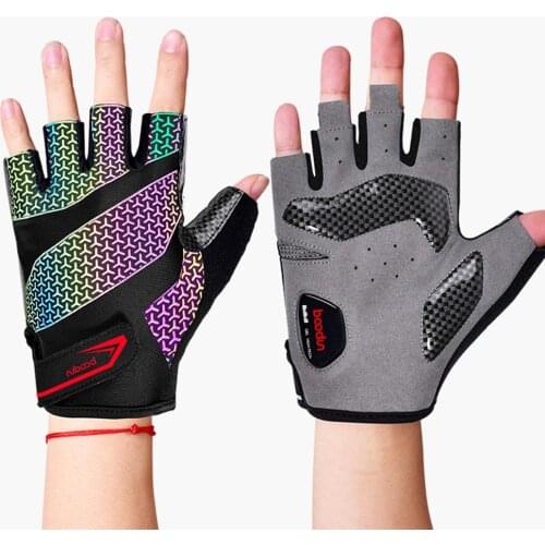 Cycling Gloves Breathable Anti-slip Half Finger Hand Protector Night Reflective Mittens For Unisex Women Mens Bike Gloves