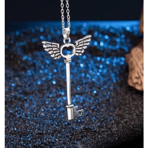 WANGAIYAO new couple angel wings love key necklace pendant fashion personality key men and women items jewelry creative small gi