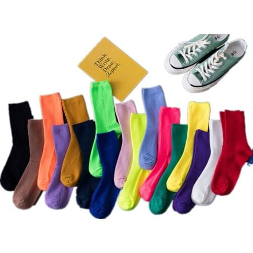 17 Colors Socks for Women Cotton Autumn Winter Long Socks Harajuku Female Causal Sock Ladies Solid Noen Color