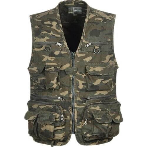 Fashion Men Summer Waistcoat Mesh Work Sleeveless Jacket Unloading Tactical Vest Camo Coat Tool Many Pocket Camouflage Vest Male
