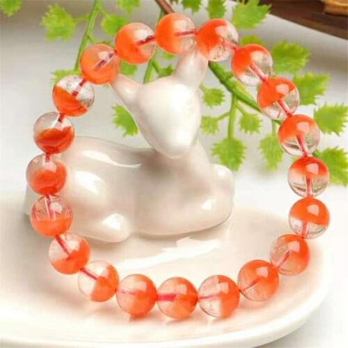 10mm Natural Red Rabbit Rutilated Quartz Crystal Round Beads Stretch Woman Bracelet AAA