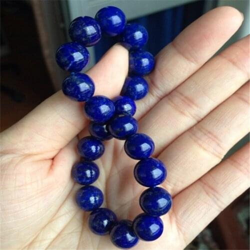11mm Genuine Deep Blue Lapis Lazuli Natural Stone Bracelets For Women Female Charm Round Crystal Bead Stretch Bracelet
