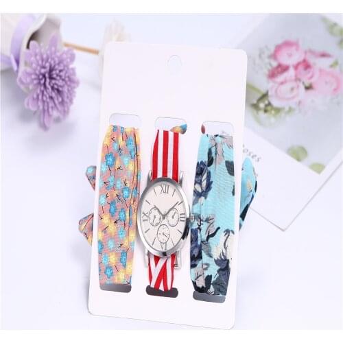3pcs/set Casual Dresses Ladies Holiday Silk scarves ribbon Watch Watches Women Fashion Watch 2019 Wrist Watches for Women