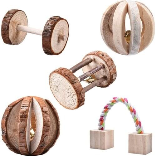 5pcs Amusing Pet Accessories Wooden Care Safe Small Animal Products Durable Lovely Hamster Toy