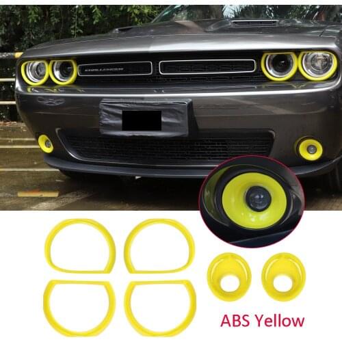 6PCS ABS Front Headlight & Fog Light Trim Fit for Dodg Challenger 2015-2020