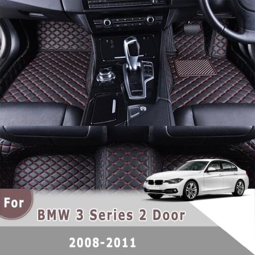 RHD Custom Car Floor Mats For BMW 3 Series 2 Door 2011 2010 2009 2008 Auto Interior Accessories Styling Leather Foot Rug Carpet
