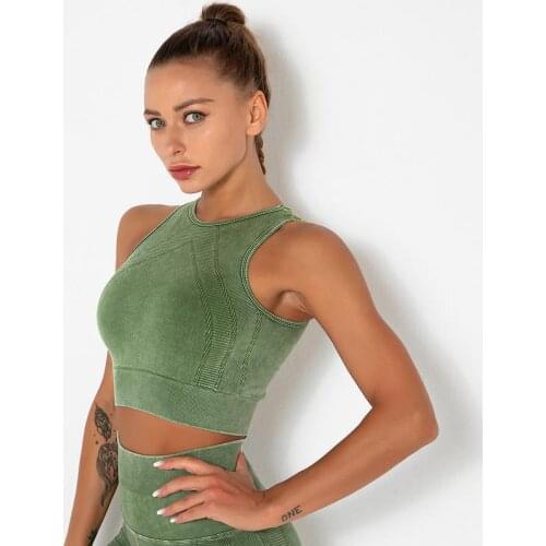 UwillyME Washed Seamless Sport Bras Women Gym Vest Top Female Brassiere Deep V Sexy Womens Underwear Backless Bralette Lingerie