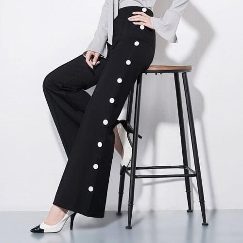 Black Bell Bottom Wide Leg Pants Fashion Female Trousers Formal Women\x27s Pants Pantalon Femme Pantalones Mujer Cintura Alta