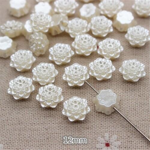 100pcs 12mm Resin ABS Flowers(with hole) FlatBack Cabochon DIY Jewelry/Craft Decoration