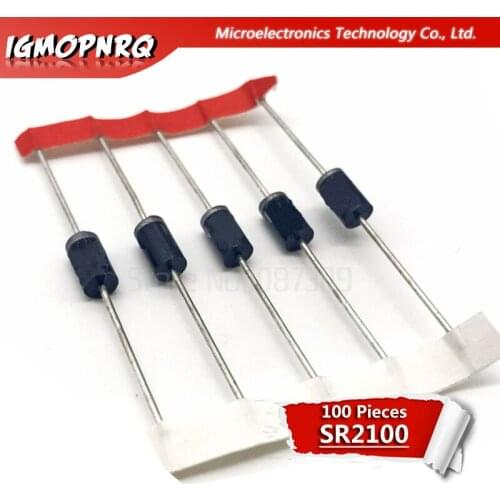 100PCS SCHOTTKY DIODE SR2100 2A 100V DO-15 DIP