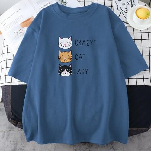 Three Cute Cats Of Different Colors Prints Womans Tshirt Retro Simplicity Tshirts Casual Brand Tops Retro O-Neck Womans T Shirts