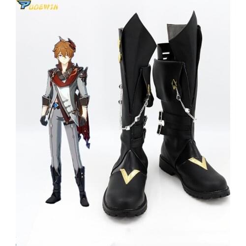 Genshin Impact Tartaglia Cosplay Shoes Halloween Party Fancy Boots Custom Made