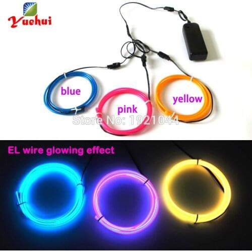 DIY 3meters Multicolor 3.2mm flexible el wire neon glowing Strip Light for toys ,clothing,electrical appliances party decoration