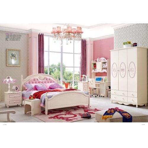 JLMF3328 Ash solid wood children bedroom furniture set health Environmentally friendly children bed wardrobe desk bedside table