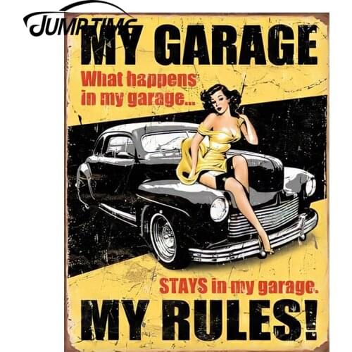 JumpTime 13cm x 10.2cm Legends My Garage Sign Pinup Girl Collection Car Styling Waterproof Body Decals Door Car Stickers