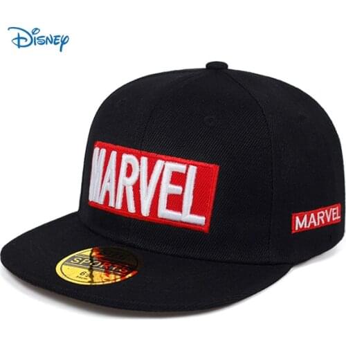 Disney Marvel Hat Marvel Text Embroidered Baseball Cap Flat Brim Adjustable Childrens Hat Boys Baby Girls Sun Hat Hip Hop Hat