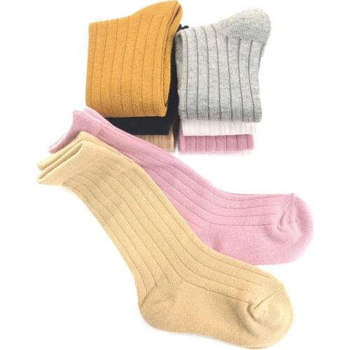 Lawadka Cotton Knee Socks for Girls Solid Striped Baby Girl Knee High Socks Winter Childrens Socks for Boys Fashion Kids