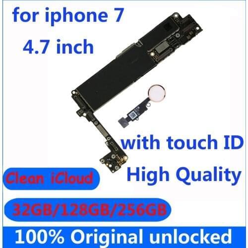 100% Original Unlocked Motherboard for iphone 7 32GB 128GB 256GB Mainboard with / without touch ID High Quality IOS system plate