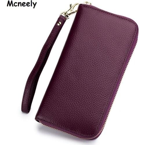 Mcneely Genuine Leather Women Long Wallets Female Clutch Wallet Card Holder Large Capacity Purses With Money Phone Bags