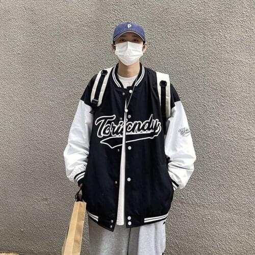 2021 Hip Hop Varsity Jacket Men Letters Embroidery Color Block College Jackets Mens Harajuku Casual Bomber Baseball Coats Unisex