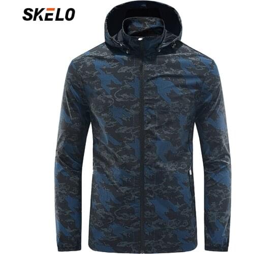 Mens Printed Lightweight Sunscreen Clothing Camouflage Stretch Sunscreen Breathable Sunscreen Clothing Ice Silk Skin Clothing