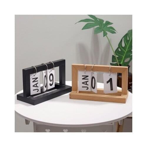 Mylb Nordic simple originality Office Wooden Vintage Home Calendar Rustic Ornaments DIY Flip Cafe Desktop home Decorative