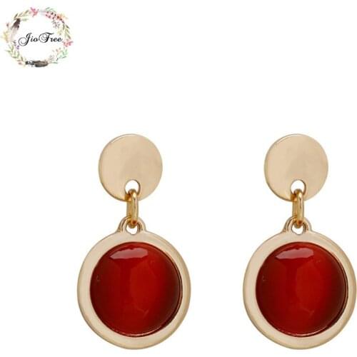 JIOFREE New Arrival green red Opal Clip on Earrings Without Piercing for Women Party Wedding Cute Ear Clip Jewelry Wholesale