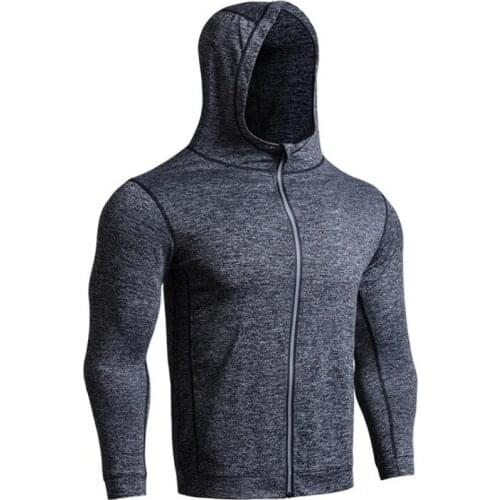 Autumn Hoodies Sport Shirt Men Hat Zipper Running Jackets Fitness Gym Sports Clothing Sport Top Mens Sportswear