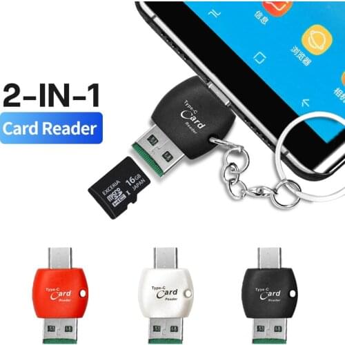 ANMONE 2 in 1 Type C to Micro SD TF Card Reader Type-C to USB 2.0 OTG Adapter For PC Laptop Android Smart Phone Converter