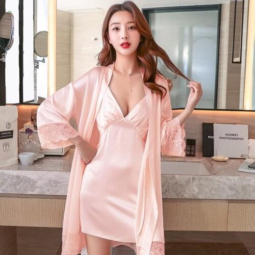 Sexy ladies pajamas for womens silk pijamas satin sleepwear for girls female suit home clothing summer pyjamas Nightdress
