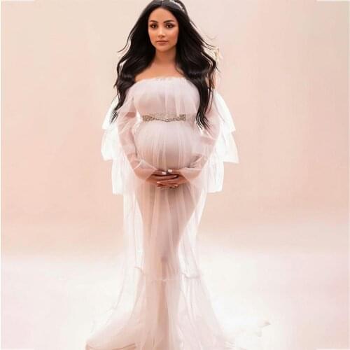 Off the Shoulder Mermaid Maternity Gowns for Photo Shoot Belt Women Maternity Dresses with Lining Prom Party Bathrobe Sleepwear