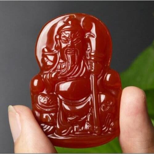 Natural Chalcedony Guan yu Patron saint Jade Pendant Jewelry Lucky Auspicious Amulet Jade Pendant Fine Jewelry