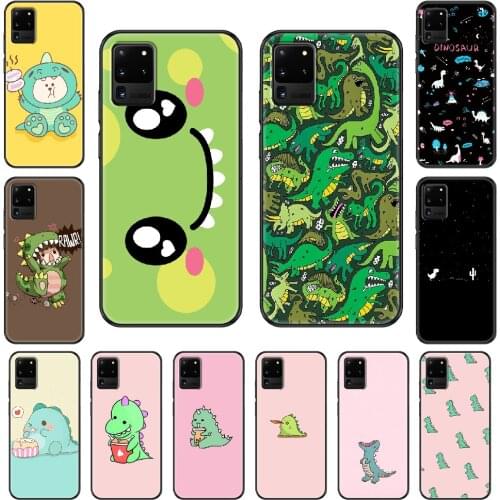 Lovely Cartoon Cute Dinosaur Phone case For Samsung Galaxy S 3 4 5 6 7 8 9 10 E Plus Lite Edge black painting hoesjes soft