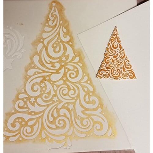 Merry Christmas Tree Plastic Stencil For DIY Scrapbooking Decorative Embossing DIY Cards Crafts Plastic Template Drawing Sheets