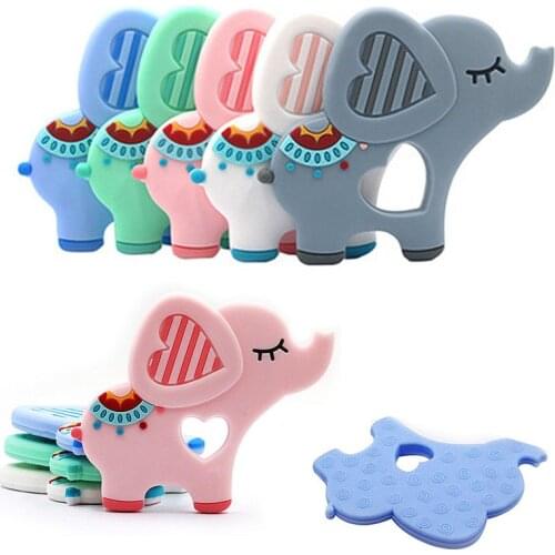 Food Grade Silicone Teethers DIY Animal Elephant Baby Teether Infant Baby Silicone Charms Kids Teething Gift Toddler Toys