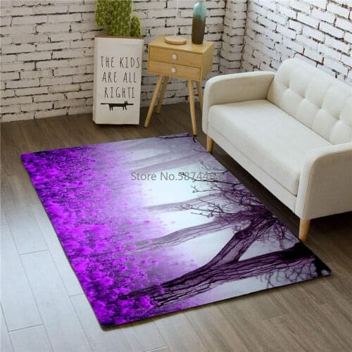 Nordic Purple Flowers Carpets Home Decor Bedroom Soft Flannel Memory Foam Dining Table Mat Area Rugs 3D Carpet for Living Room