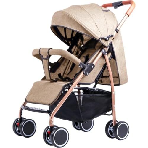 High-view Baby Two-way Push Stroller Can Sit and Recline Four-wheel Shock Absorber Folding Baby Stroller